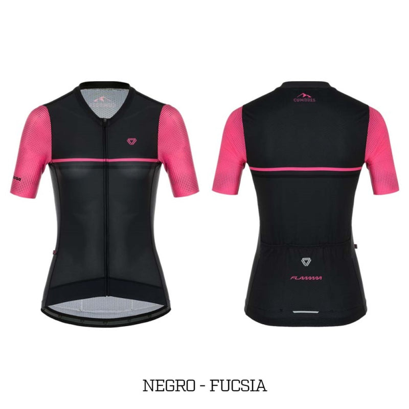 CAMISA MANGA CORTA MUJER FLAMMA GW NEGRO/FUCSIA