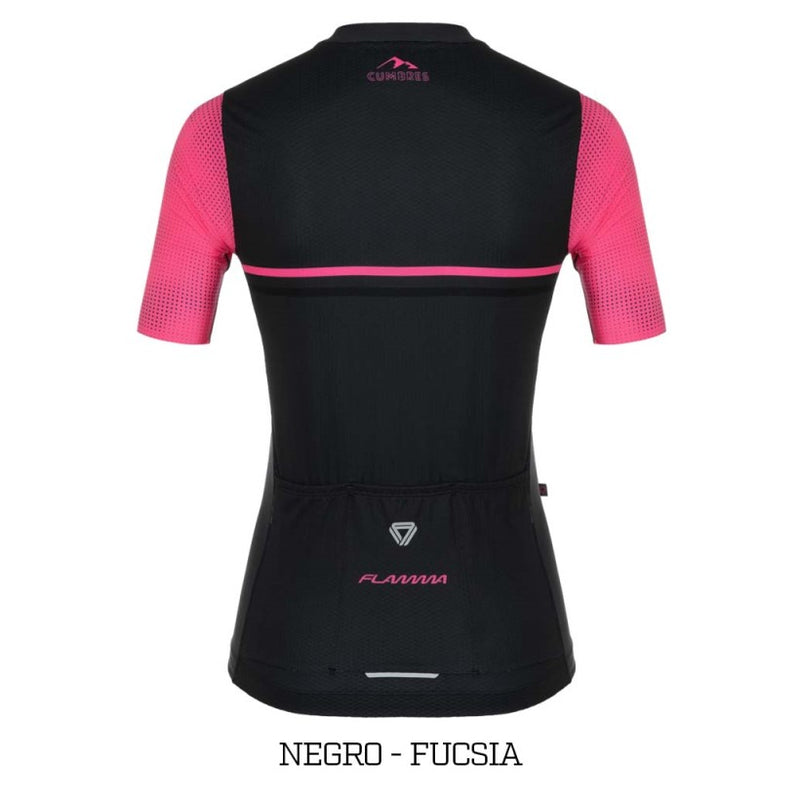 CAMISA MANGA CORTA MUJER FLAMMA GW NEGRO/FUCSIA